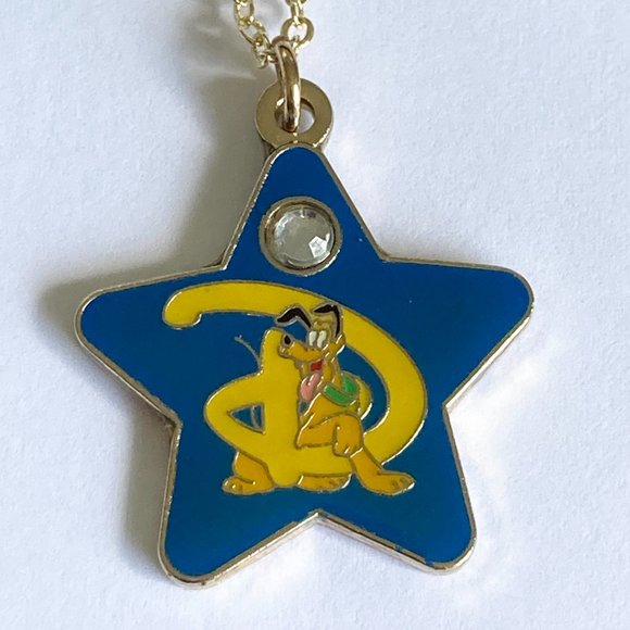 Vintage Disney Pluto Necklace 18" Fab 5 Dog Disneyana Signed Charm Gold Plated - Picture 3 of 11